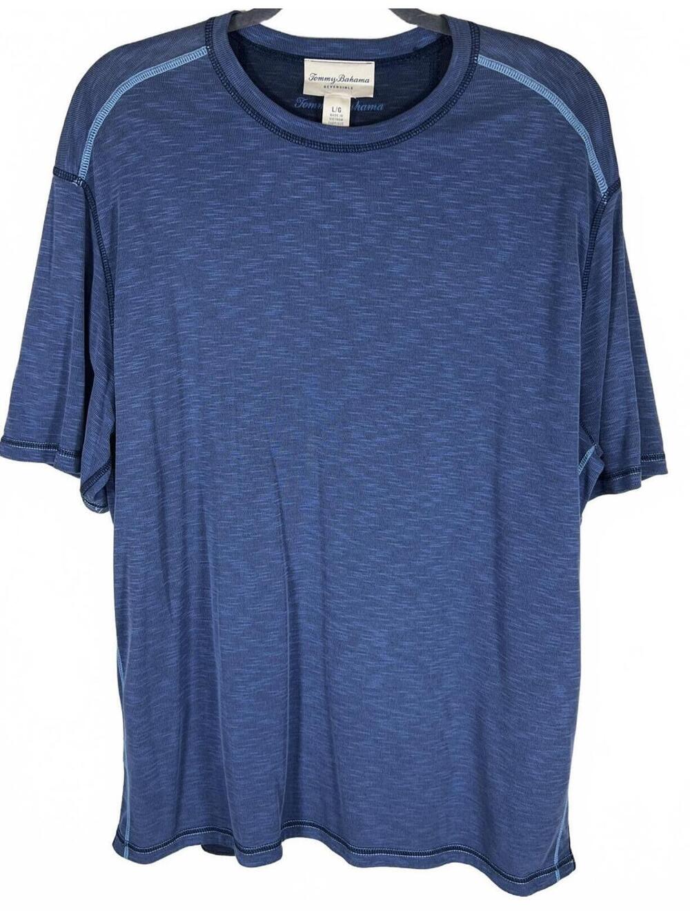 Tommy Bahama IslandZone Flip Sky Reversible T-Shirt L Blue Coastal Grandma Tech